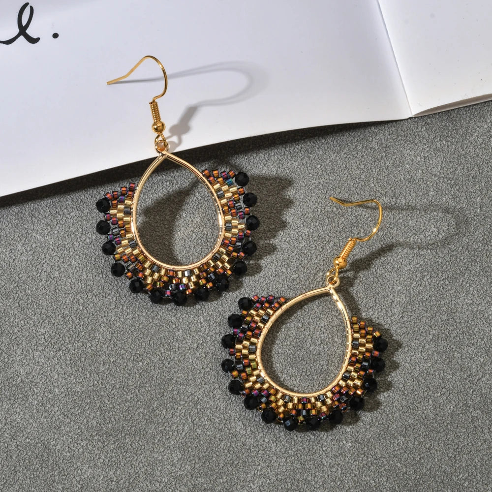 Colorful Seed Glass Rice Bead Earrings for Women