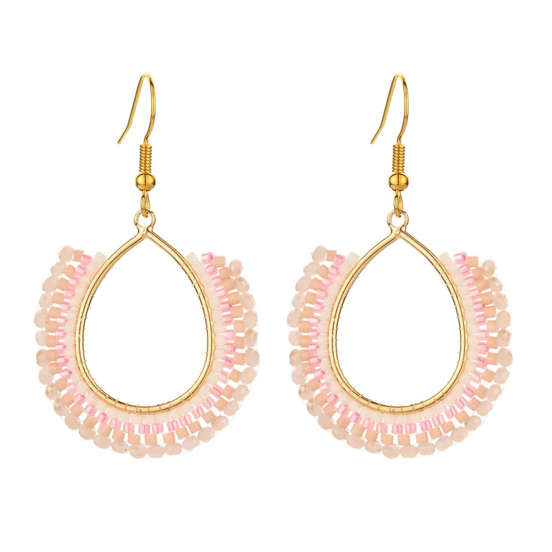 Colorful Seed Glass Rice Bead Earrings for Women