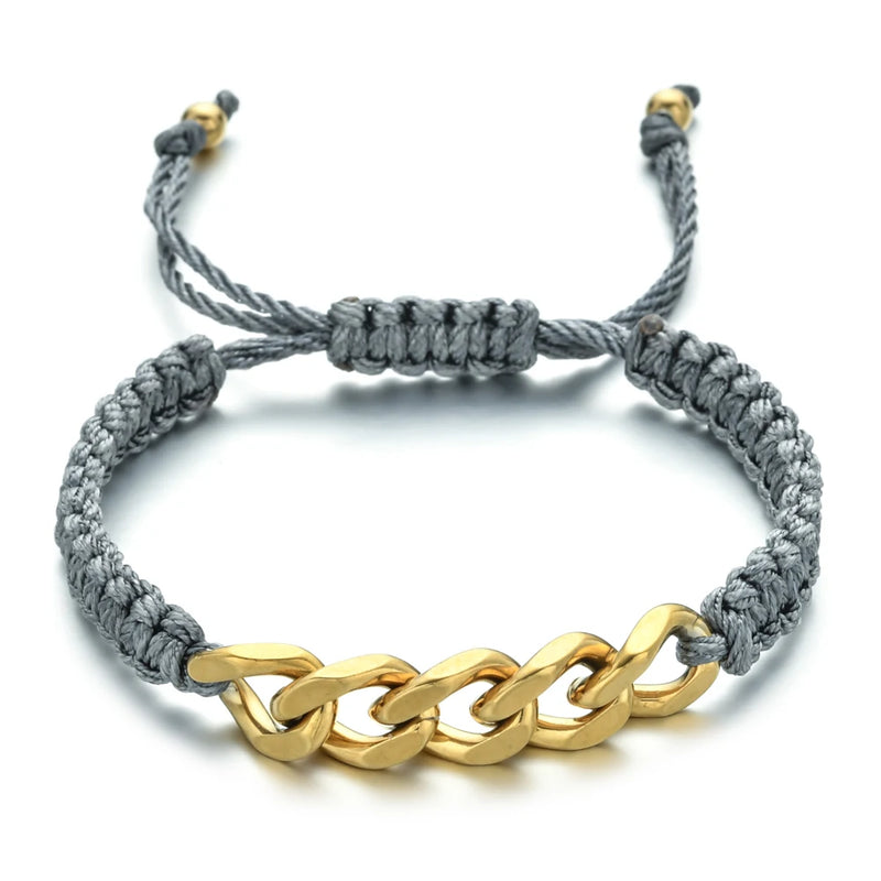 Vintage 18k Plated Cuban Chain Bracelet Stainless Steel Women Men