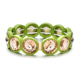 Multicolor Big Crystal Elastic Bracelet Enamel Stretch Glass Bangle