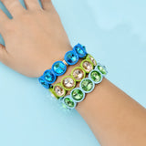 Multicolor Big Crystal Elastic Bracelet Enamel Stretch Glass Bangle
