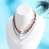 Boho Choker Necklace Initial Letters Pendant Shell Pearl Jewelry Accessories