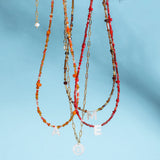 Boho Choker Necklace Initial Letters Pendant Shell Pearl Jewelry Accessories
