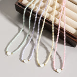 Mother of Pearl Choker Necklace for Women Heart Pendant Neck Jewelry