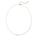 Mother of Pearl Choker Necklace for Women Heart Pendant Neck Jewelry