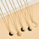 Sun Moon Druzy Necklace Stainless Steel Pendant