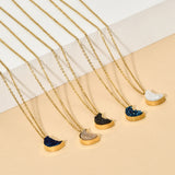 Sun Moon Druzy Necklace Stainless Steel Pendant