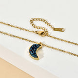 Sun Moon Druzy Necklace Stainless Steel Pendant