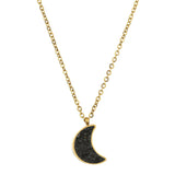 Sun Moon Druzy Necklace Stainless Steel Pendant