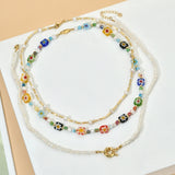 Boho Pearl Beaded Choker Necklace for Women