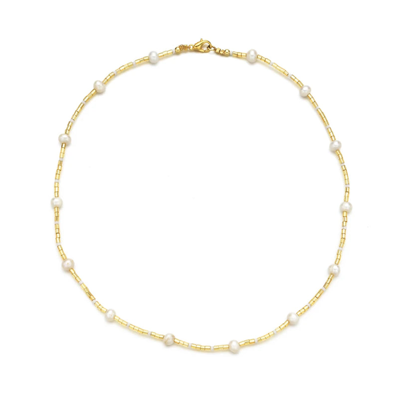 Boho Pearl Beaded Choker Necklace for Women
