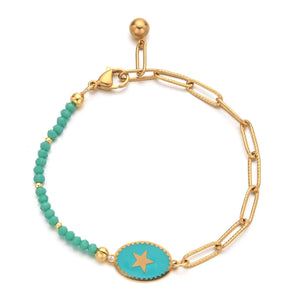Glass Beads Star Charm Bracelet Stainless Steel Accessories