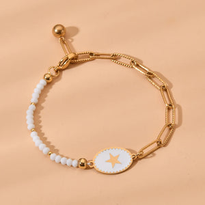 Glass Beads Star Charm Bracelet Stainless Steel Accessories