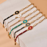 Glass Beads Star Charm Bracelet Stainless Steel Accessories