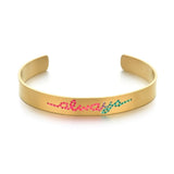 Rainbow Thread Wide Steel Bangle Bracelet