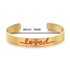 Rainbow Thread Wide Steel Bangle Bracelet