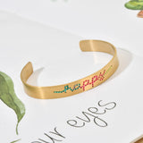 Rainbow Thread Wide Steel Bangle Bracelet