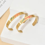 Rainbow Thread Wide Steel Bangle Bracelet