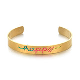 Rainbow Thread Wide Steel Bangle Bracelet