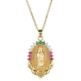 Stainless Steel Virgin Mary Pendant Necklace Christian Religious Jewelry