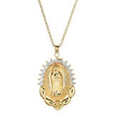 Stainless Steel Virgin Mary Pendant Necklace Christian Religious Jewelry