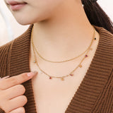 Colorful CZ Stainless Steel Necklace 18k Plated