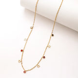 Colorful CZ Stainless Steel Necklace 18k Plated