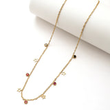 Colorful CZ Stainless Steel Necklace 18k Plated