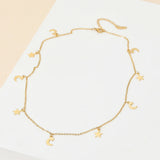 Star Moon Necklace Vintage Chain Women Choker Party