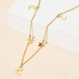 Star Moon Necklace Vintage Chain Women Choker Party