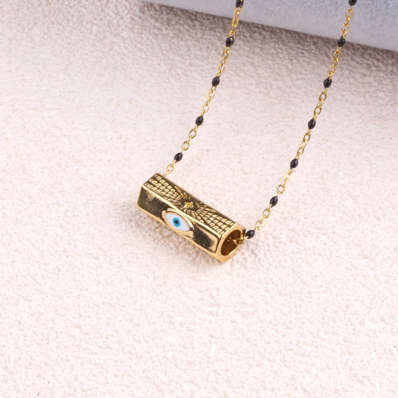 Thin Stainless Steel Chain Evil Eye Pendant Necklace for Women Girls