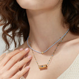 Thin Stainless Steel Chain Evil Eye Pendant Necklace for Women Girls
