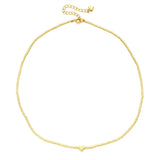 Tiny Heart Choker Necklace Women Chain Beads Pendant Bohemian Chocker