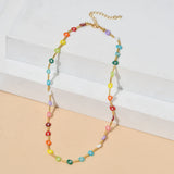 Bohemia Rainbow Seed Beads Chain Choker Necklace For Women