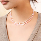 Girls Pink Shell Choker Necklace Natural Shell Heart Pendant Jewelry