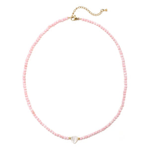 Girls Pink Shell Choker Necklace Natural Shell Heart Pendant Jewelry