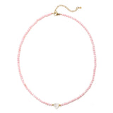 Girls Pink Shell Choker Necklace Natural Shell Heart Pendant Jewelry