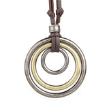 Vintage Circles Pendant Necklace Long Rope Chain Leather Women Boho J