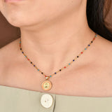 Virgin Mary Charm Necklace Women Choker Enamel Beads Chain Rainbow Colorful