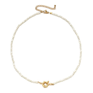 3MM Shell Beads Choker Chain Necklace for Women with Copper Charm