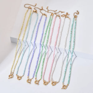 3MM Shell Beads Choker Chain Necklace for Women with Copper Charm