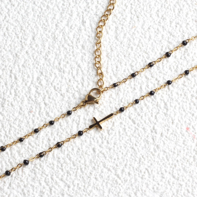 Cross Choker Necklace Thin Chain Pendant Jewelry