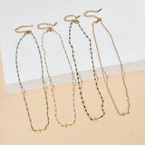 Cross Choker Necklace Thin Chain Pendant Jewelry