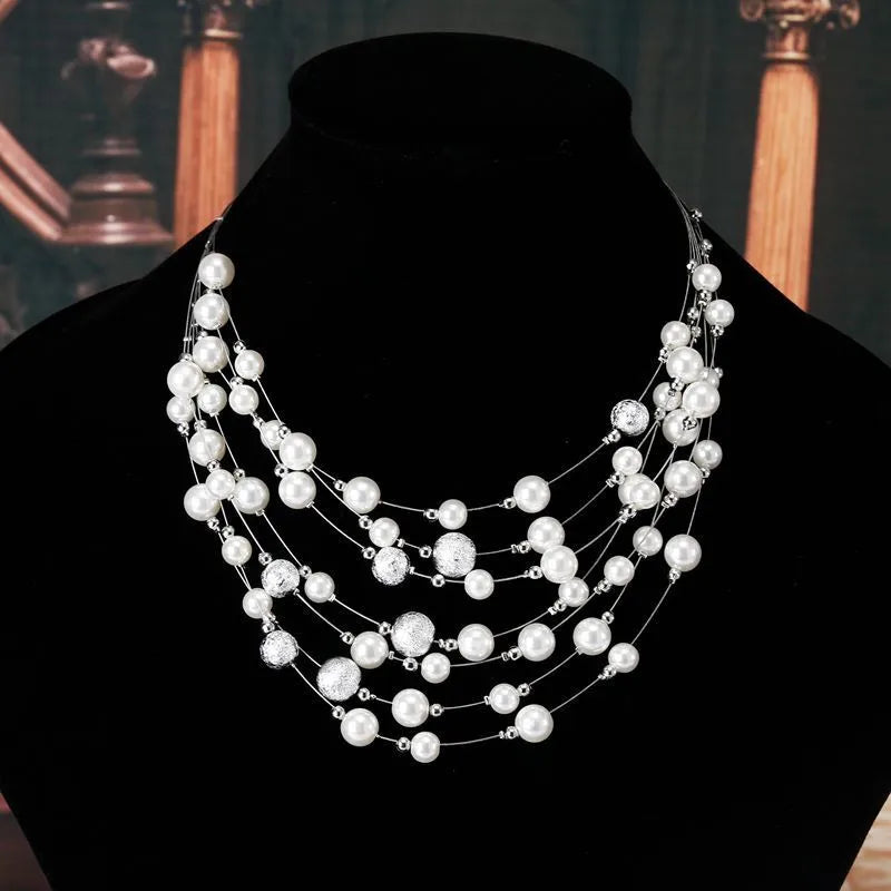 Statement Necklace Chain Pearl Necklace Banquet Wedding