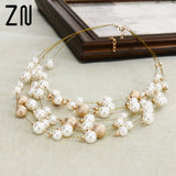 Statement Necklace Chain Pearl Necklace Banquet Wedding