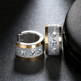 316L Stainless Steel Hoop Earrings with CZ Stone Punk Style Small Earrings