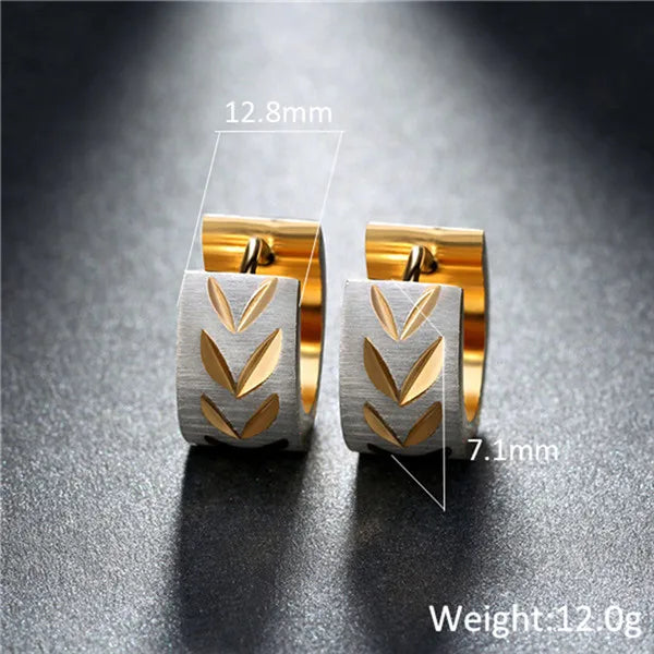 316L Stainless Steel Hoop Earrings with CZ Stone Punk Style Small Earrings