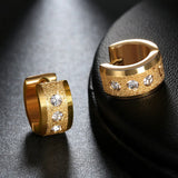 316L Stainless Steel Hoop Earrings with CZ Stone Punk Style Small Earrings