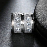 316L Stainless Steel Hoop Earrings with CZ Stone Punk Style Small Earrings