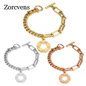 Stainless Steel Heart Flower Bracelet Wedding Jewelry